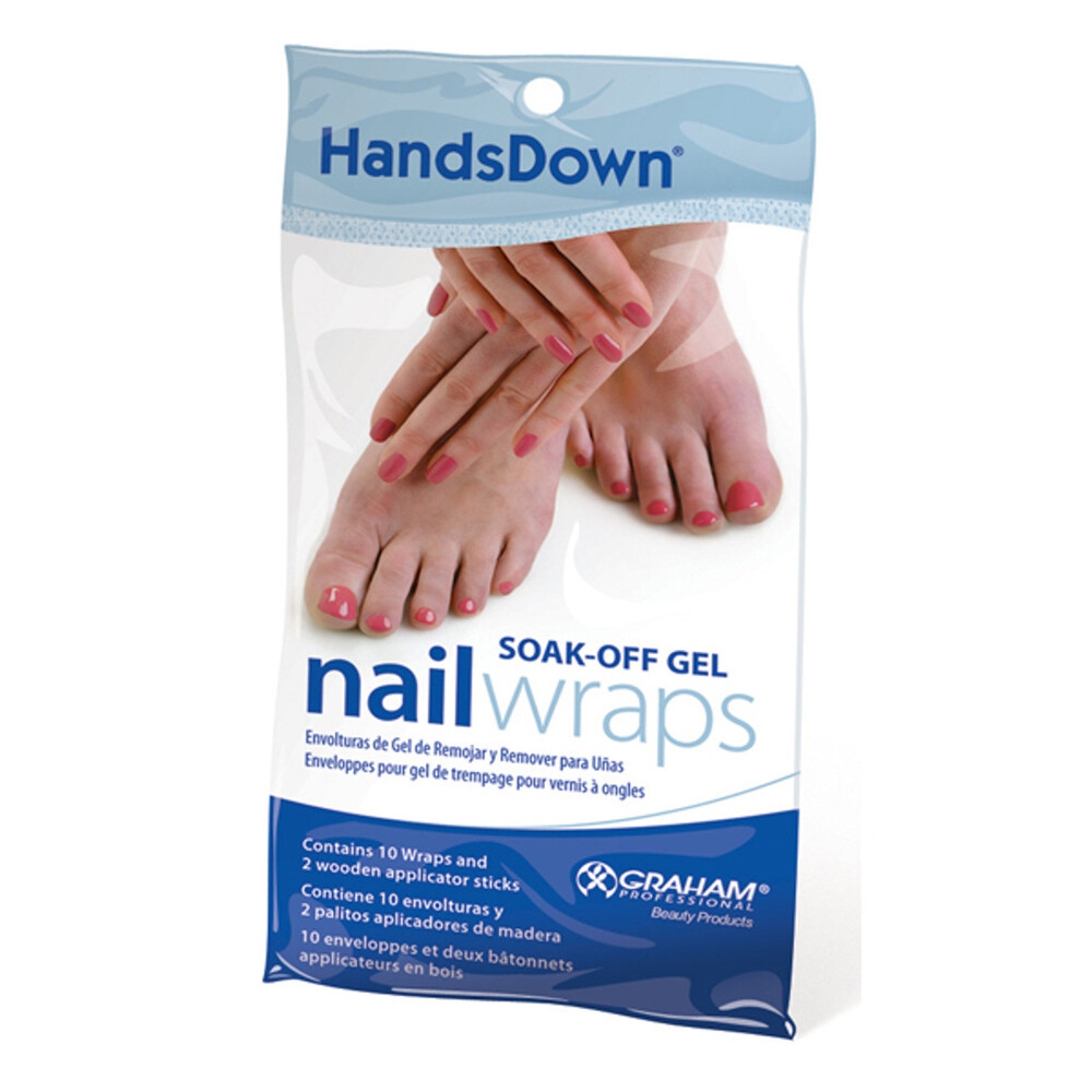 33-660663 HANDSDOWN NAIL WRAPS W/ APPLICATOR STICKS 10/PK